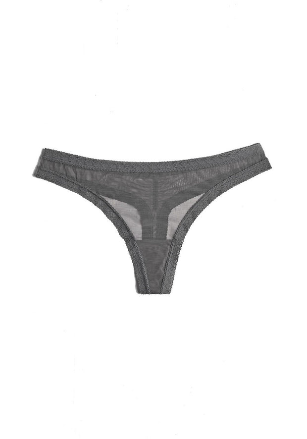 Blush Lingerie The Mesh Lace Trim Thong Panty - 0259622