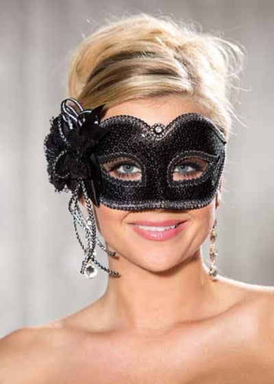Shirley of Hollywood Black-Silver Sequin Half Mask - 915