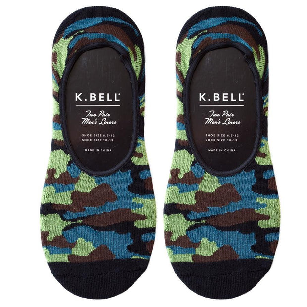 K. Bell Men's Traditional Camo Liner Socks Black One Size - KSMS15B092-01