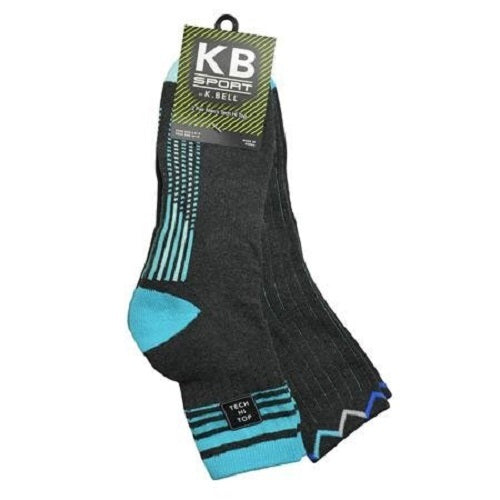 K. Bell Men's Variegated Stripe Hi Top Crew 2 Pair Pack Socks One Size - 68336M-2PK