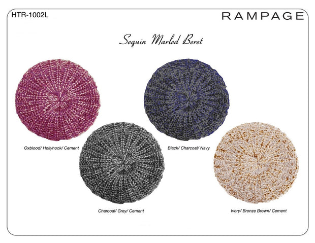 Rampage Sequin Marled Beret One Size - HTR-1002L