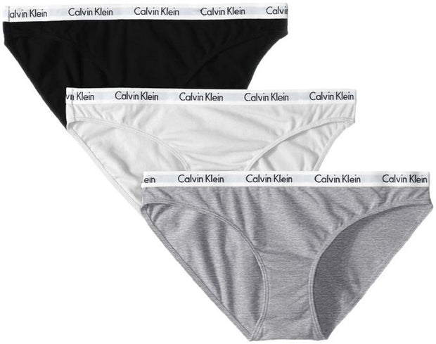 Calvin Klein Girls Modern Cotton 3 Pack Bikini Briefs Black/Classic  White/Grey Heather