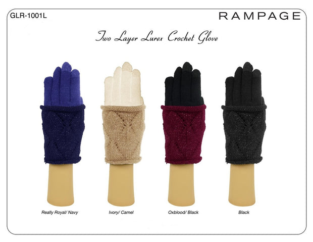 Rampage Two Layer Luxer Crochet Glove One Size - GLR-1001L