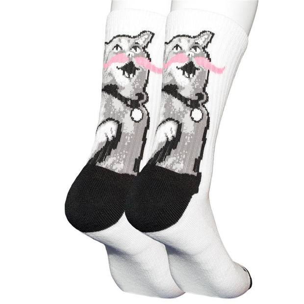 K. Bell Men's Metro Cat Crew Socks White One Size - KSMS15H107-01