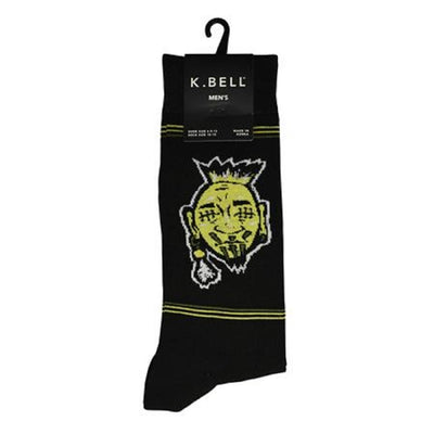 K. Bell Men's Shrunken Ned Crew Socks One Size Black - KBMS15H104-01