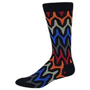 K. Bell Men's Socks Wishbone Stripe Crew Black One Size - KBMF14H008-01