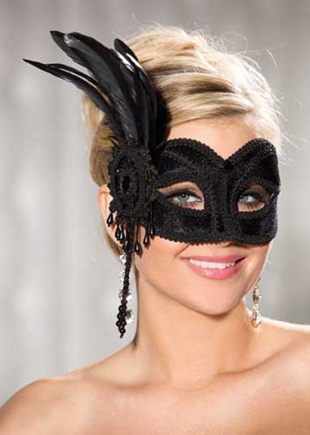 Shirley of Hollywood Black Velvet Half Mask - 918
