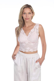 PJ Harlow Colette Lace Hand Beaded Sleeveless Crop Top