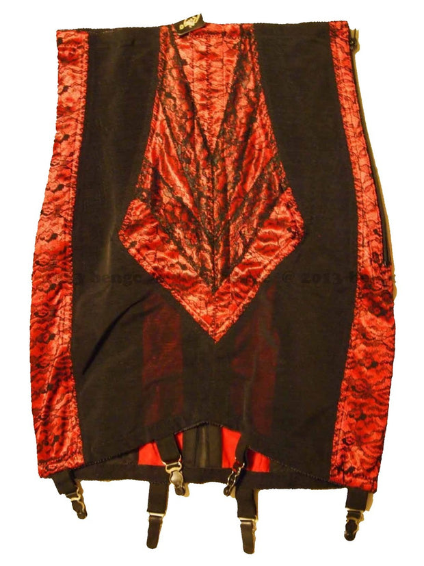 Rago 1357 Open bottom Girdle Black/Red garters & stockings Extra