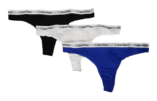 Calvin Klein Carousel Cotton 3-pack Thong Underwear Qd3587 In