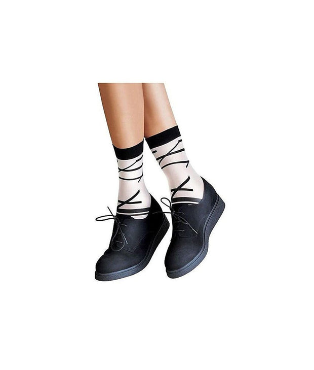 Pretty Polly Abstract Linear Anklet Socks One Size White Mix - PNAUV2
