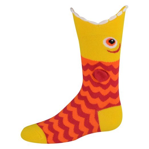 K. Bell Kid's Socks Wide Mouth Piranha Crew One Size Red - 61780K
