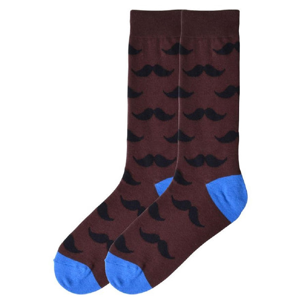 K. Bell Men's Mustache Crew Socks One Size - KBMS15H023-01