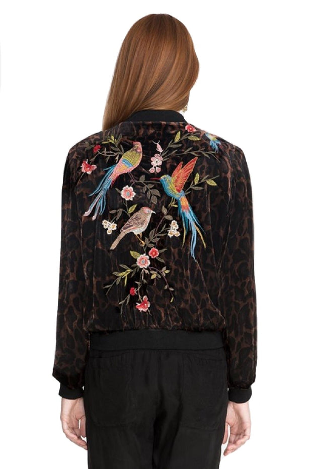 Johnny Was Zwazo Leopard Velvet Bomber Jacket - J42120-O