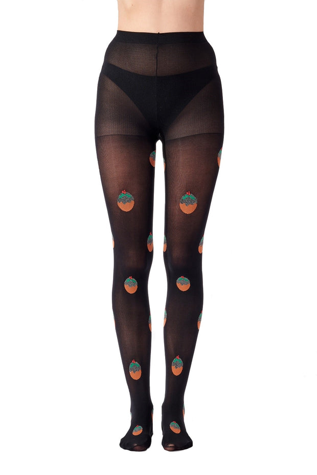 Pretty Polly Christmas Pudding Tights One Size Black - PNAXH2
