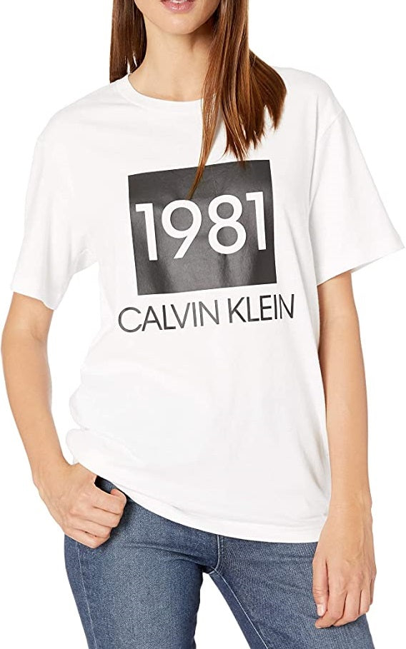 Calvin Klein Women's 1981 Bold Cotton Short Sleeve Crewneck T-Shirt - QS6343