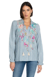 Johnny Was Nico Ruffle Scarf Back Blouse - W17922-E