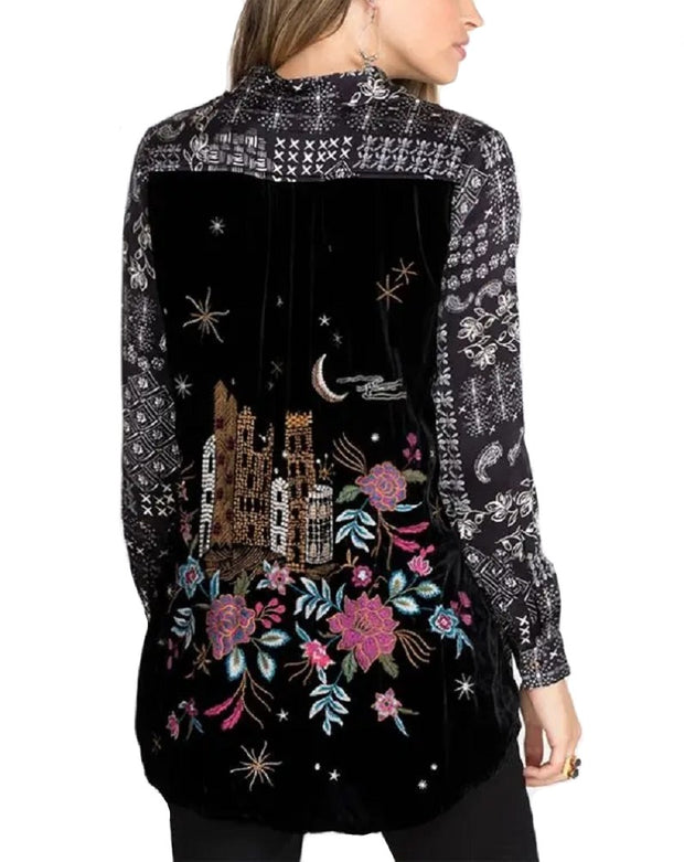 Johnny Was Cordelia Velvet Embroidered Bach Shirt - W20821-9